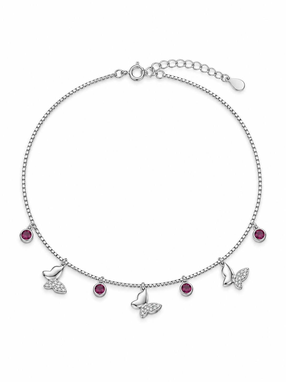 Studded Butterfly Charms Anklet