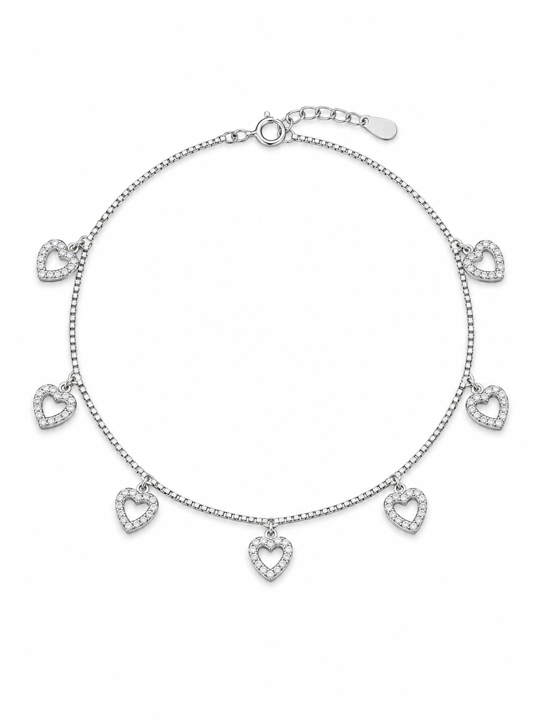 Heart Charms Studded Anklet