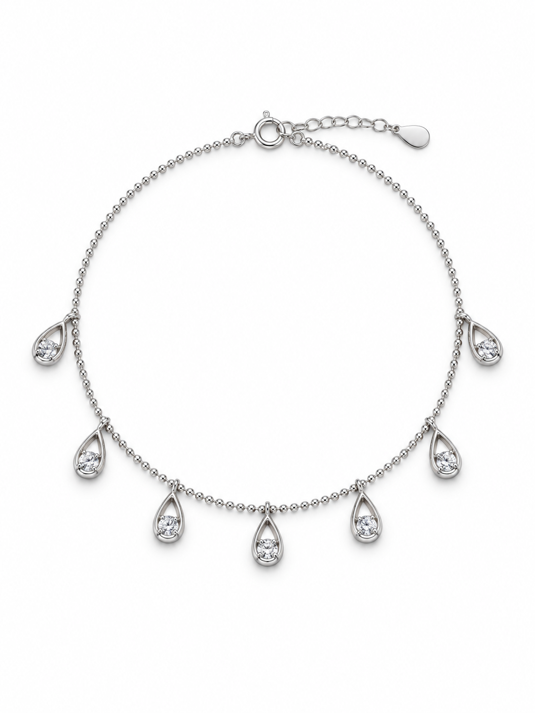 Teardrop Solitaire Charms Anklet