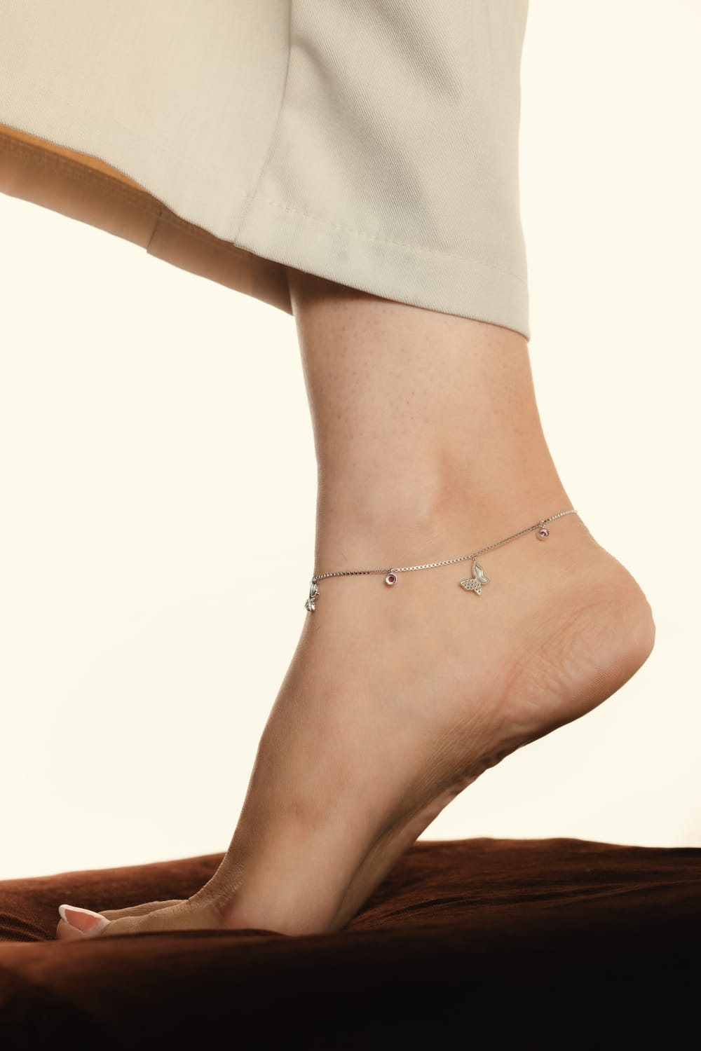 Studded Butterfly Charms Anklet