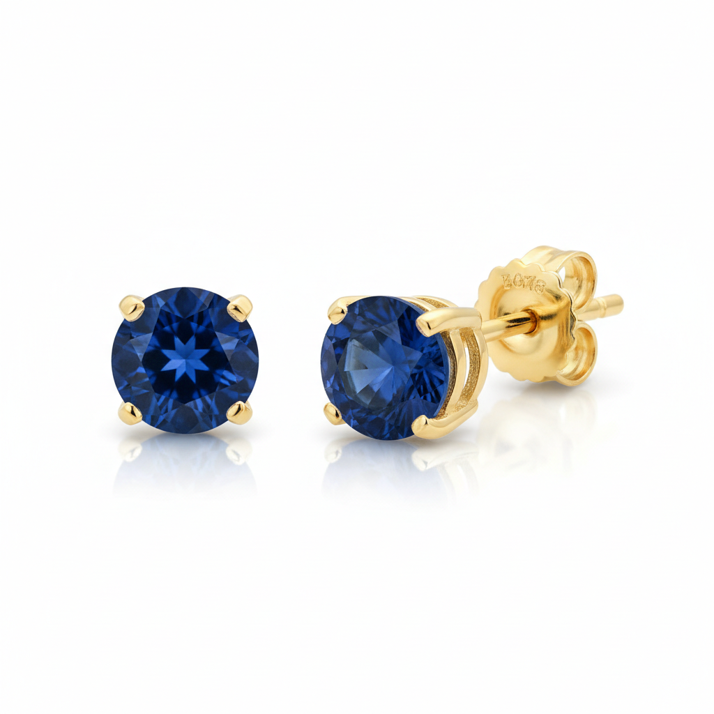 Blue Sapphire Stud Earrings